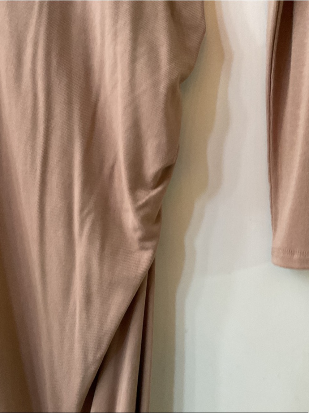 Astr Long Sleeve Midi Dress in Taupe Neutral off shoulder - Picture 3 of 5